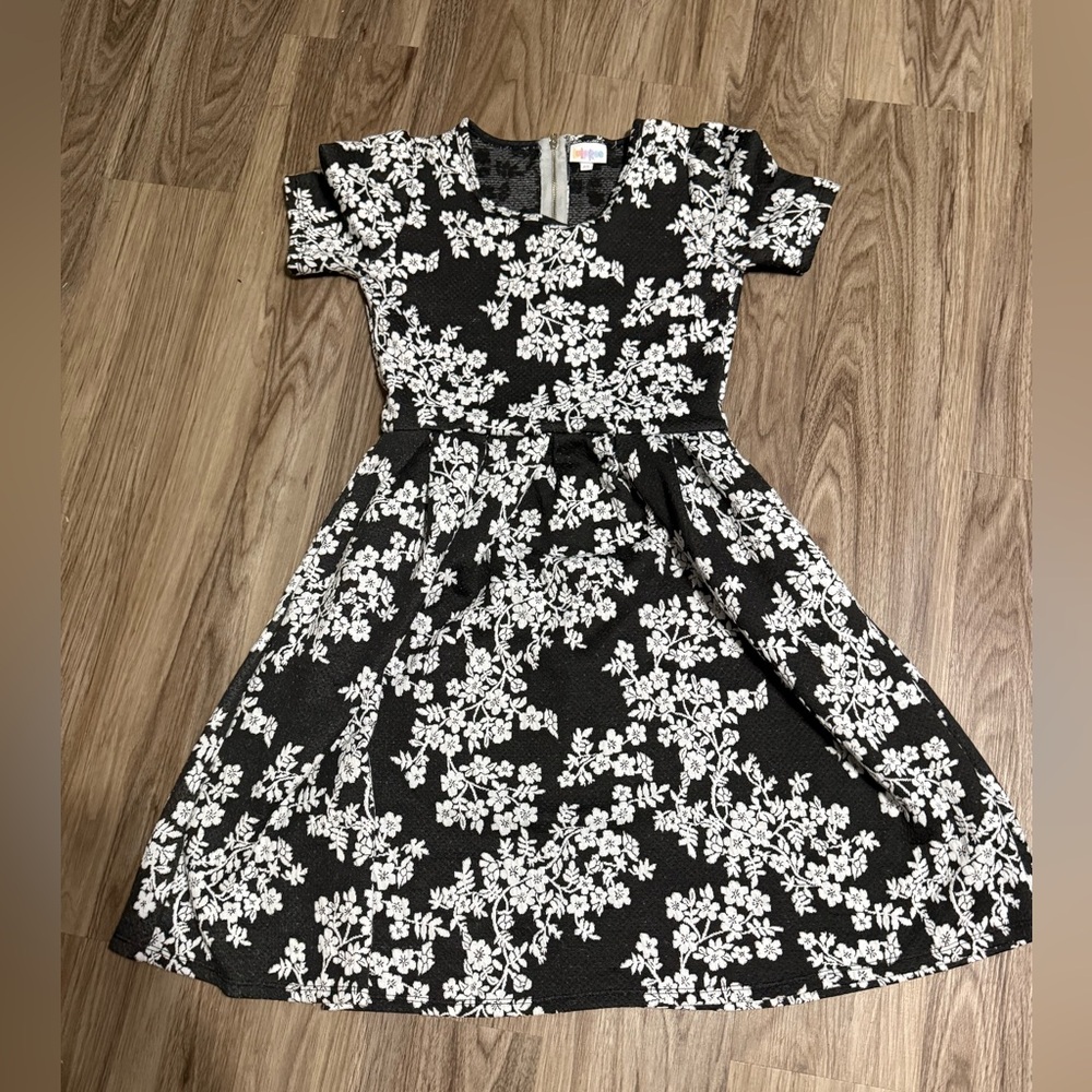 LuLaRoe Black and White Floral Kids Dress